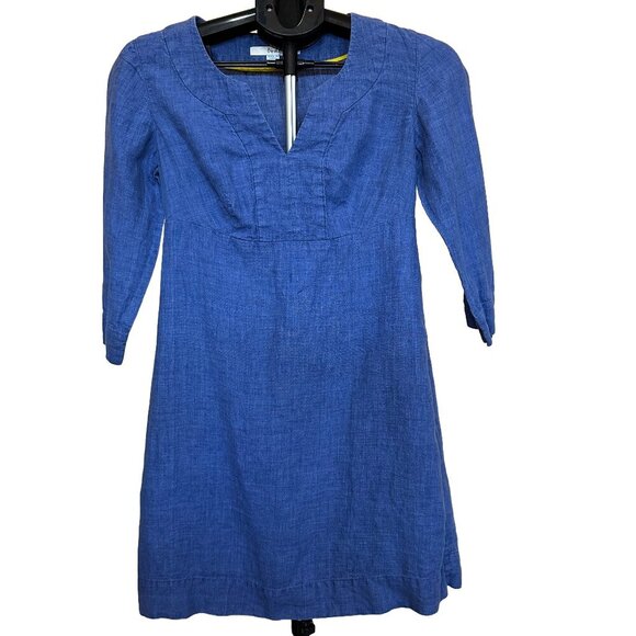 Boden Casual Linen Tunic Dress, Blue, Size US 4P - Picture 2 of 7